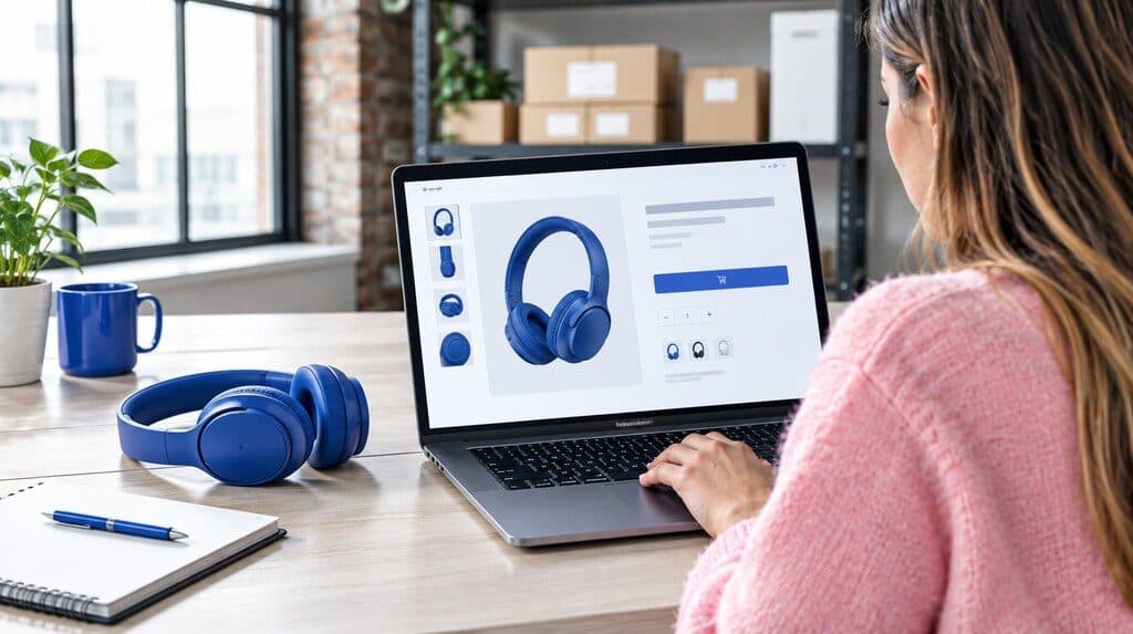 Página de producto de una tienda online con fotos, precio y botón de compra