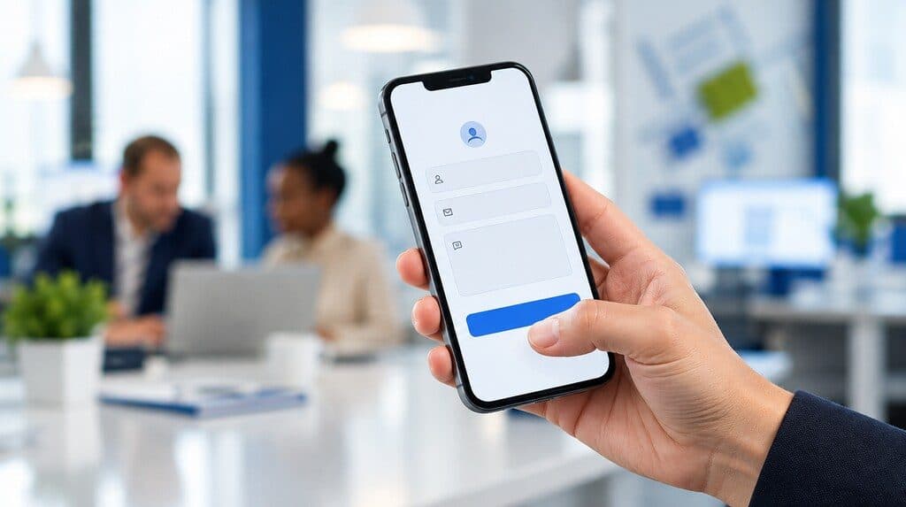 Formulario de contacto simple en la pantalla de un celular