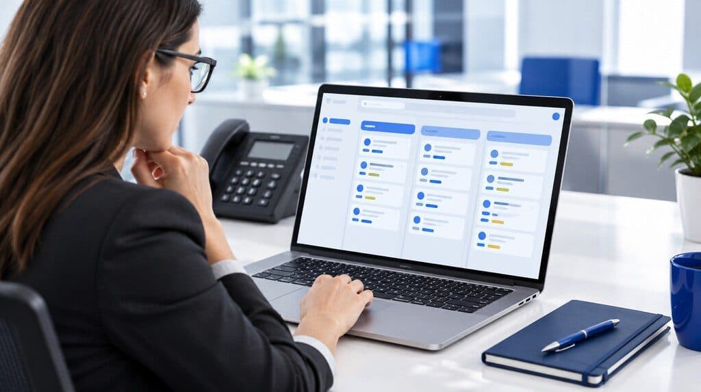 Pantalla de un CRM con un tablero de oportunidades de venta