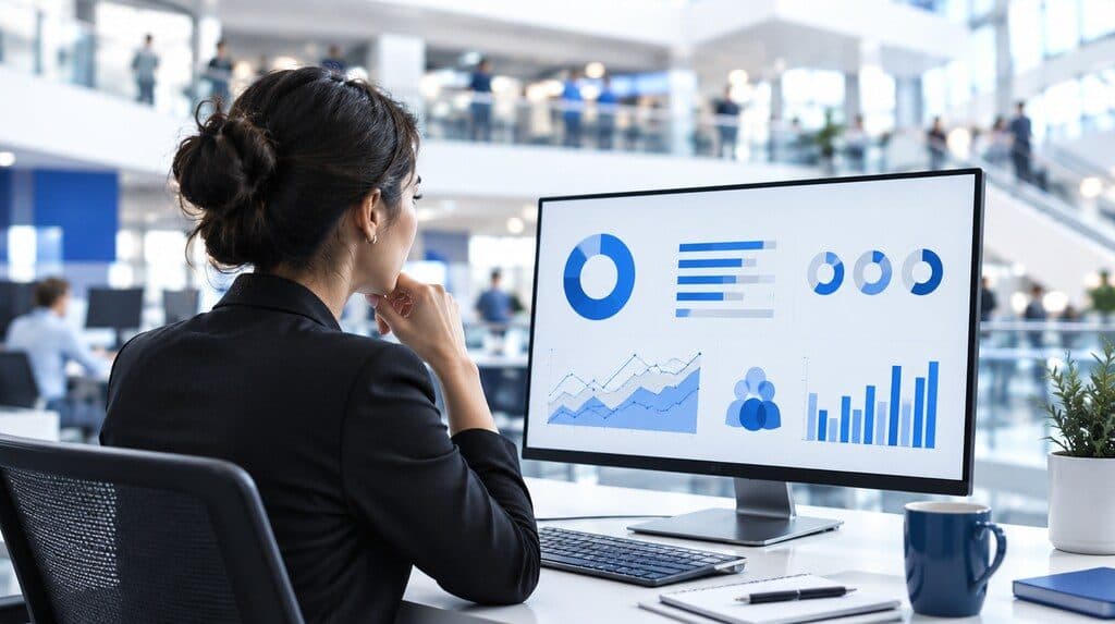 Analista de datos revisando segmentos de clientes en una pantalla