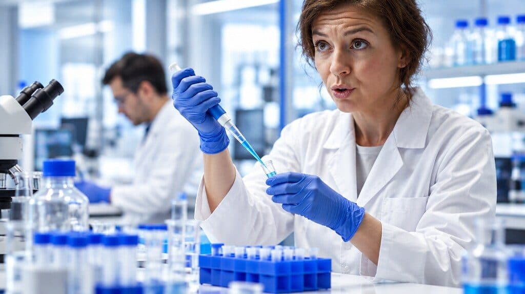 Laboratorio farmacéutico moderno con profesionales trabajando