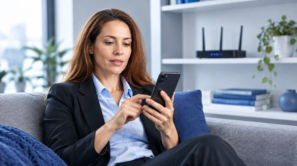 Cliente consultando su factura de internet desde una app en el celular