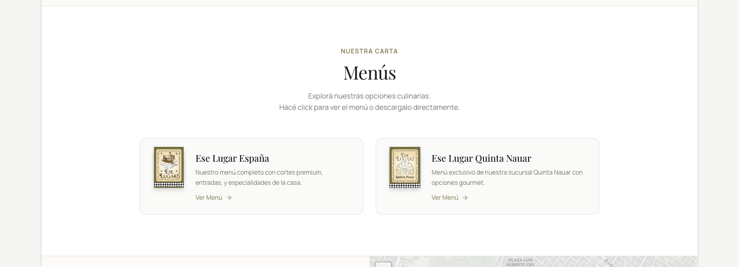 Accesos a las cartas de Ese Lugar España y Quinta Nauar