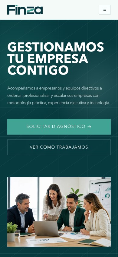 FINZA en una pantalla móvil